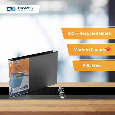 Davis Group QuickFit Heavy Duty 1 1/2" 3-Ring Standard Binders, D-Ring, Black, 2/Pack (94021-02)