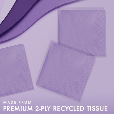 Creative Converting Touch of Color Beverage Napkins, 2-ply, Luscious Lavender Purple, 600/Carton (139186154)