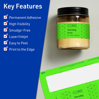 Avery Rectangle Multipurpose Labels, 2.5 x 7, Neon Green, 120/Pack (94247)