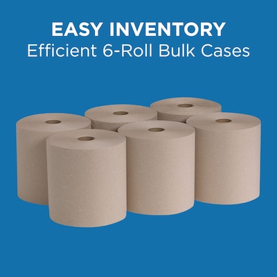 Pacific Blue Basic Recycled Hardwound Paper Towels, 1-ply, 800 ft./Roll, 6 Rolls/Carton (26301)