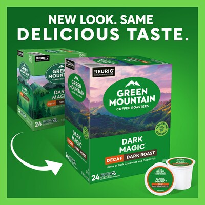 Green Mountain Dark Magic Decaf Coffee Keurig K-Cup Pods, Dark Roast, 24/Box (5000378924)