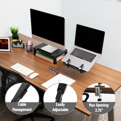 Mind Reader Adjustable Gas Spring Laptop Desk Mount, Fits 11.6 - 17.3" Laptops or Monitors, Black, (GARLAP-BLK)