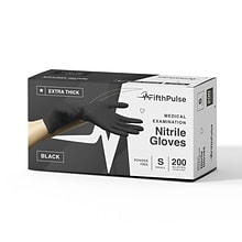 Fifth Pulse Thicker Nitrile Exam Latex Free & Powder Free Gloves, Small, Black, 50 Gloves/Box (FMN10