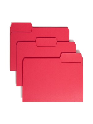 Smead SuperTab File Folder, 3 Tab, Letter Size, Red, 100/Box (11983)