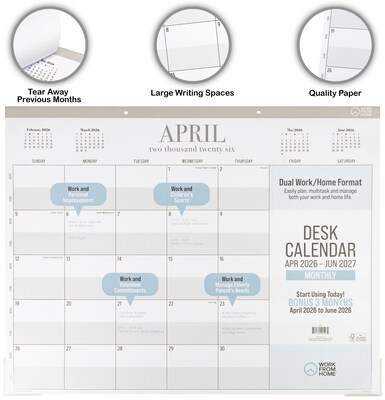 2026-2027 PlanAhead Work From Home 22" x 17" Academic Monthly Desk Pad Calendar (90526)