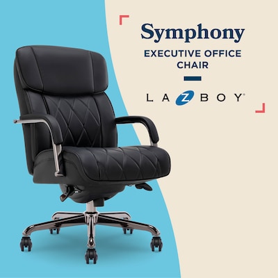 La-Z-Boy Symphony Ergonomic Bonded Leather Swivel Executive Chair, Black and Graphite (CCHR10013E)