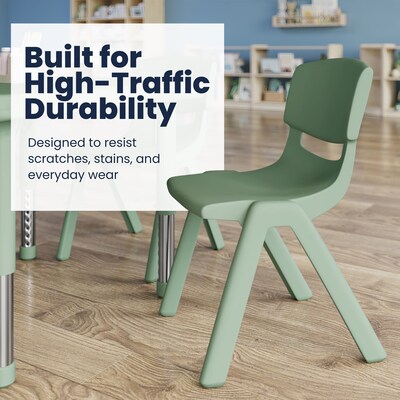 Flash Furniture Emmy Square Activity Table Set, 24" x 24", Height Adjustable, Sage (YCX232SQRTBSGEE)