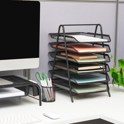 Mind Reader Metal Front Loading Letter Tray, Letter/Legal Size, Black (6TPAPER-BLK)