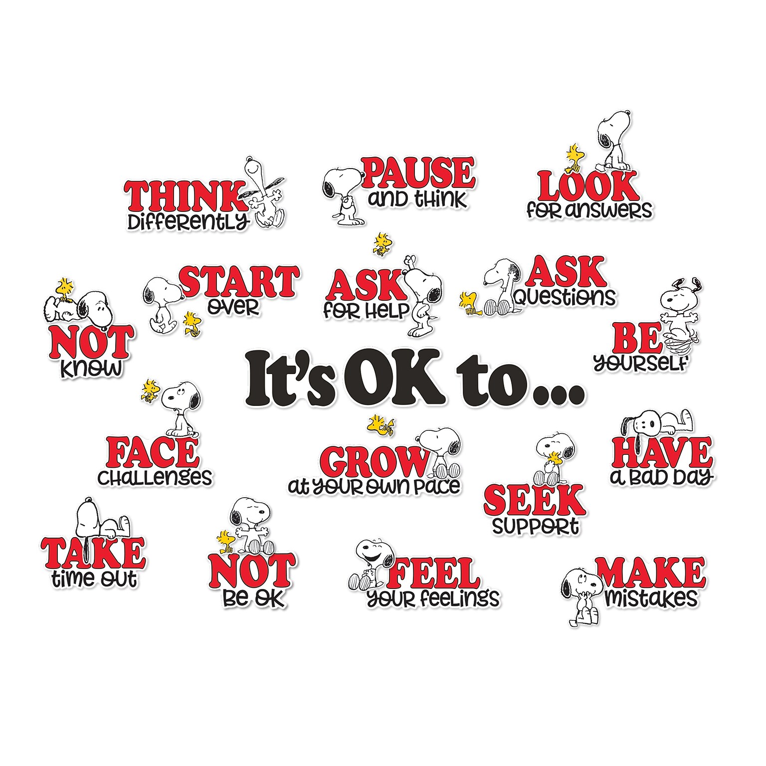 Eureka® Peanuts® Snoopy Its Ok to... Bulletin Board Set, 42 Pieces (EU-847843)