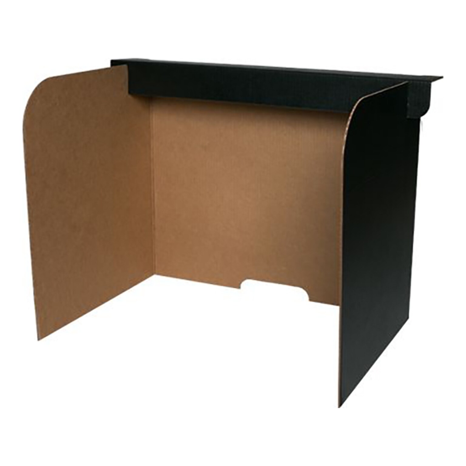 Flipside Foldable Cardboard Freestanding Desktop Privacy Screen w/Pass-through Window, 12H x 47W, Black, 24/Pack (61852)