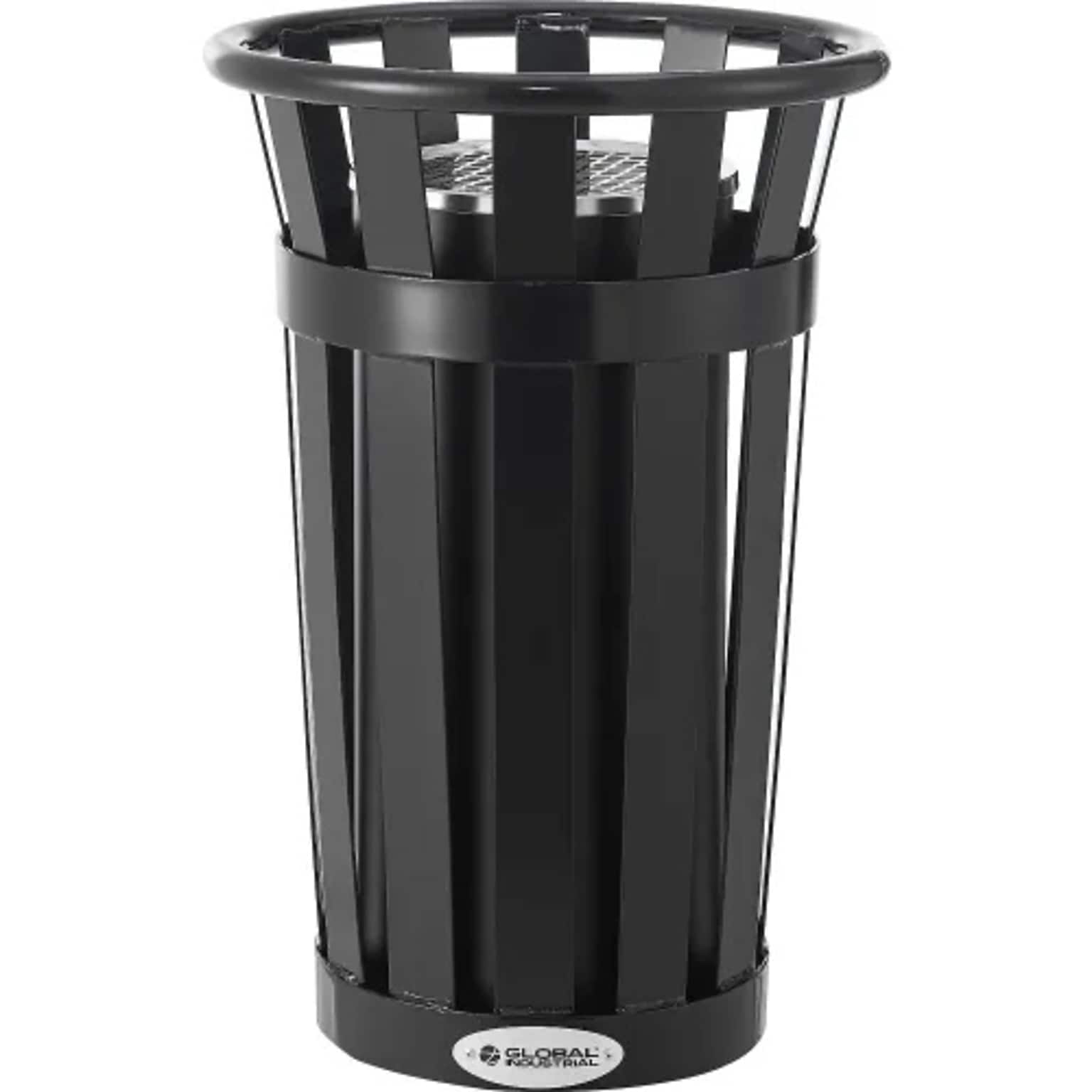 Global Industrial Slatted Steel Outdoor Ashtray, 13 Gallon, Black (615155)