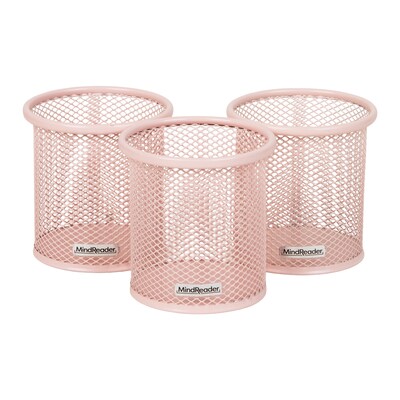 Mind Reader Metal Pen Holder, Pink, 3 Pieces/Set (CLIPMESH3-PNK)