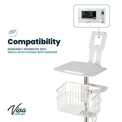 Viva Comfort Welch Allyn Connex Spot Monitor Adjustable Mobile Stand with Work Surface, White (ADI912-C-MP-02-MK)