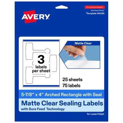 Avery Laser/Inkjet Sealing Labels, 5-7/8 x 4, Matte Clear, 75 Labels/Pack (19479370765)