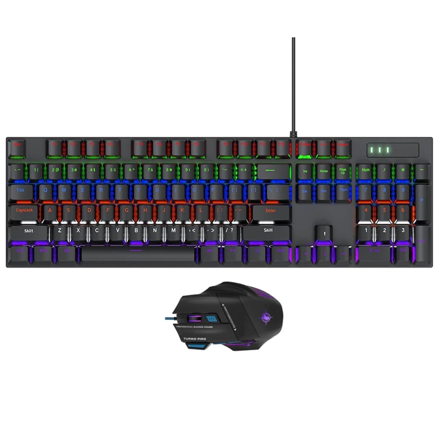 SaharaCase Wired Gaming Keyboard & Mouse Combo, Black (KB36)