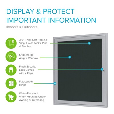 Ghent Vinyl Bulletin Board, Satin Frame, 2 x 1.5 (PA12418VX-183)