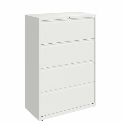 Hirsh 36" Wide 4-Drawer Metal Lateral File Cabinet, Letter/Legal and A4 Hanging Folders, Matte White (25895)