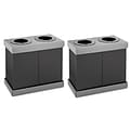 Alpine Industries Plastic 2-Compartment Indoor Trash Can and Recycling Bin, 28 Gal., Black, 2/Pack (471-02-BLK-2PK)