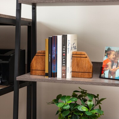 Mind Reader Wood Rustic Book Ends, 4.75", Brown (WOODEND2-BRN)