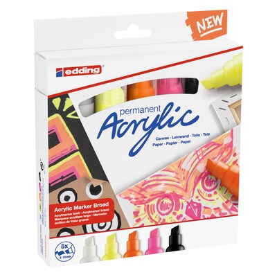 edding 5000 Series Acrylic Marker, Broad Tip, Neon Colors, 5/Pack (EDD450005)