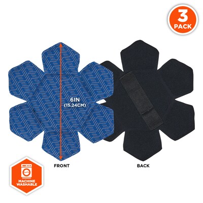 Chill-Its 6612 Hard Hat Cooling Top Pad, Microfiber, Blue, 3/Pack (12448)