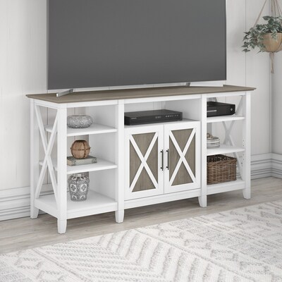 Bush Furniture Key West Console TV Stand, Screens up to 65, Shiplap Gray/Pure White (KWV160G2W-03)