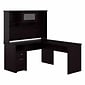 Bush Furniture Cabot 60"W L Shaped Computer Desk with Hutch and Drawers, Espresso Oak (CAB046EPO)