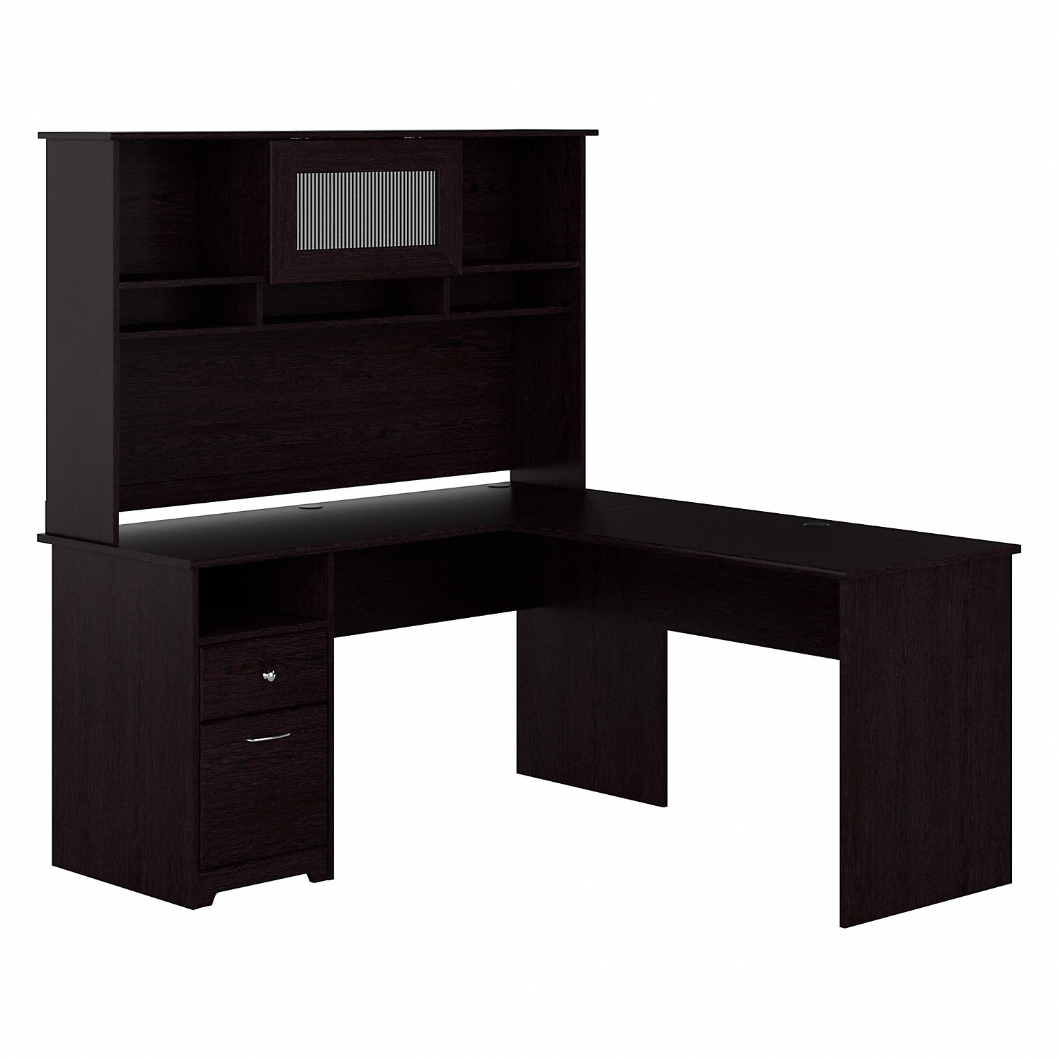 Bush Furniture Cabot 60W L Shaped Computer Desk with Hutch and Drawers, Espresso Oak (CAB046EPO)