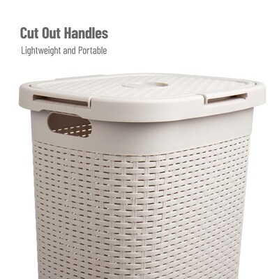 Mind Reader Plastic Laundry Hamper with Lid, Ivory (60HAMP-IVO)