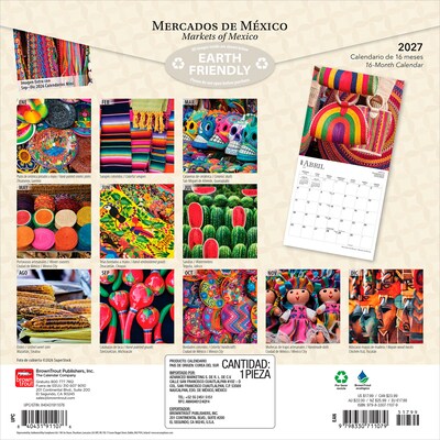 2027 BrownTrout Mercados de Mexico Markets of Mexico 12 x 12 Monthly Wall Calendar (9798330711079)