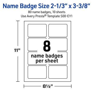 Avery Laser/Inkjet Rectangle Multipurpose Labels, 2-1/3" x 3-3/8", White, 80/Pack (S00-EY1)