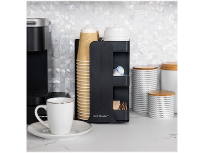 Mind Reader Plastic 8-Compartment Cup and Condiment Carousel Countertop Organizer, Black (CUPOSPIN-BLK)