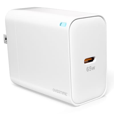 Overtime W27 65W USB-C Fast Wall Charger for Laptops and Phones with GaN 3 Technology, White (OCW27WH)