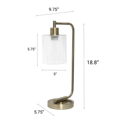 Creekwood Home Vintage Vantage 18.8" Minimalist Industrial Curved Arm Desk Lamp, Antique Brass (CWD-1014-AB)