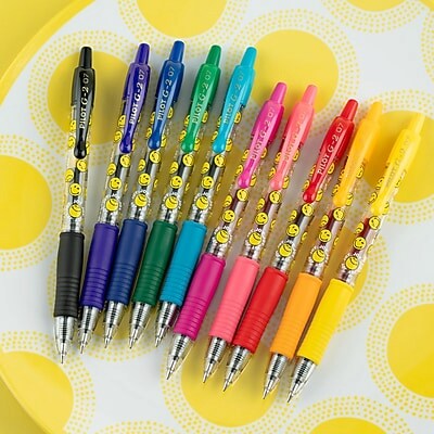 Pilot G2 SmileyWorld Retractable Gel Pens, Fine Point, 07mm, Assorted Ink, 36/Pack (4239)