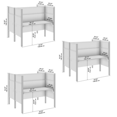 Bush Business Furniture Pro-Biz 55.39"H x 187.56"W 6 Person Back to Back Cubicle Panel Workstation, White (100873DG-17)