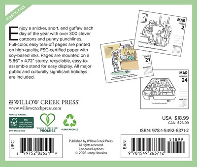 2027 Willow Creek Punny Cartoon-A-Day by Jonny Hawkins 5.4 x 6.2 Day-to-Day Calendar (63712)