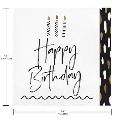 Creative Converting Golden Wishes Birthday Tableware Kit, Black/Gold, Serves 8 (DTC9506E2A)