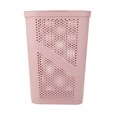 Mind Reader Perforated Plastic Hamper with Lid, Pink (HBIN60-PNK)