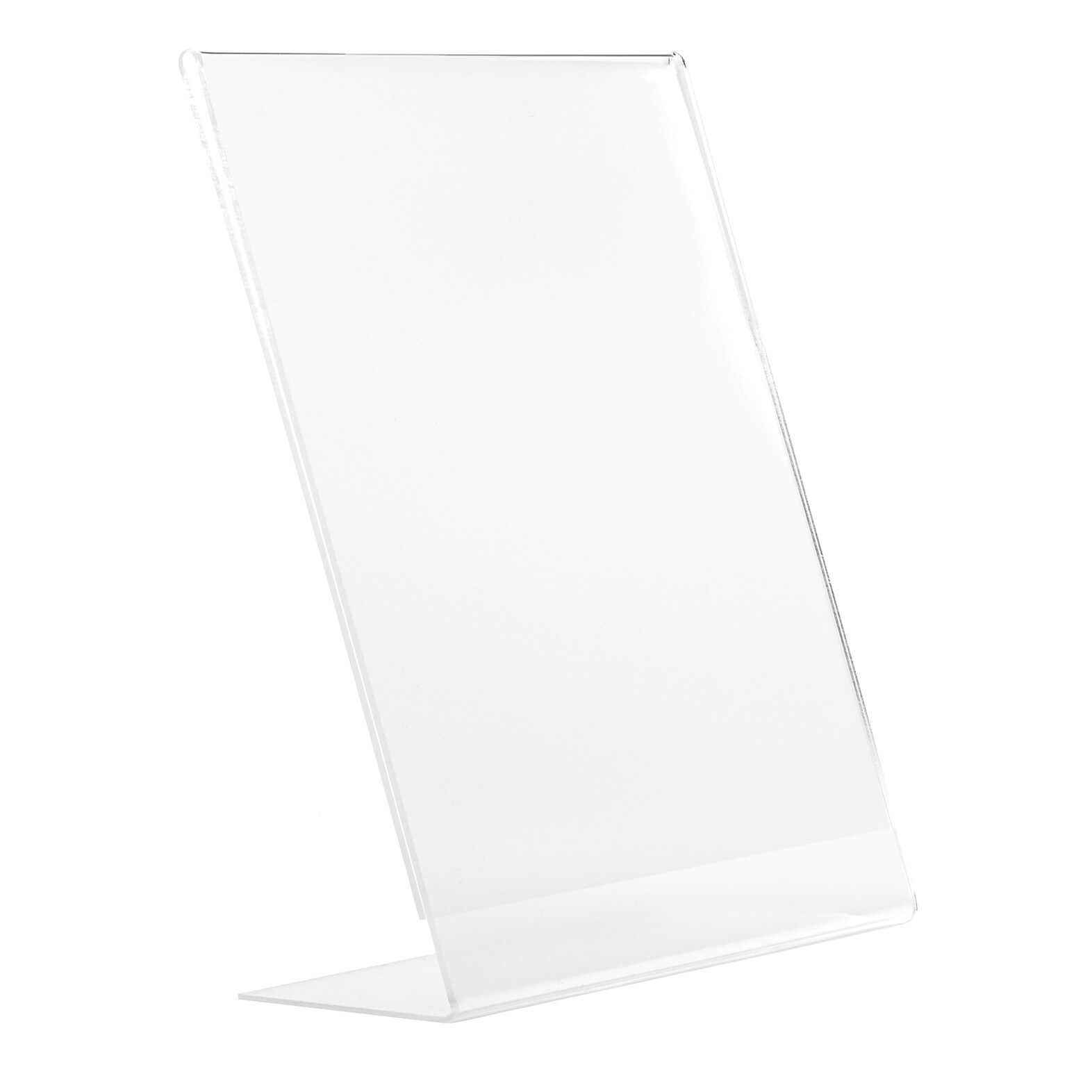 Excello Global Products Anti-Glare L Shape Sign Holder, 8.5 x 11, Vertical, Table Top/Countertop, Clear Acrylic
