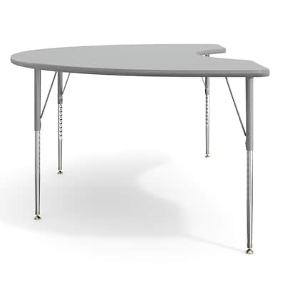 Flash Furniture Wren Kidney Activity Table, 72" x 48", Height Adjustable, Gray Top/Silver Frame (XUA4872KDGYTA)
