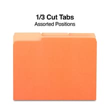 Quill Brand® File Folders, Assorted Tabs, 1/3-Cut, Letter Size, Orange, 100/Box (740913OE)