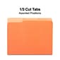 Quill Brand® File Folders, Assorted Tabs, 1/3-Cut, Letter Size, Orange, 100/Box (740913OE)