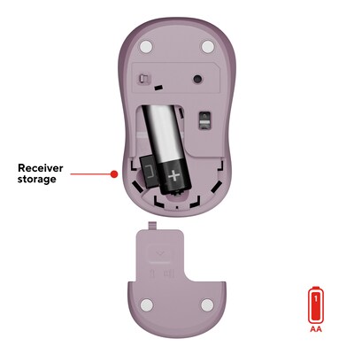 Staples TECH Wireless Ambidextrous Optical USB Mouse, Pink (ST63065)