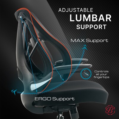 Beautyrest ErgoMax Ergonomic Mesh Swivel Task Chair, Black (60078-BLK)