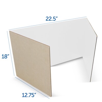 Flipside Corrugated Study Carrel, 18" x 48", White, 24/Carton (61848-24)