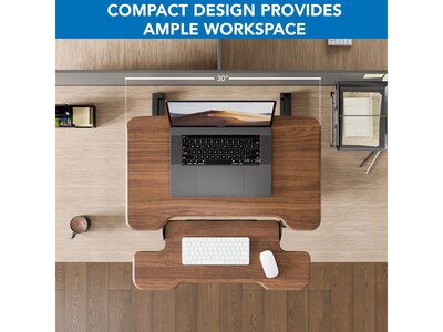 Mount-It! 30"W Manual Rectangular Adjustable Standing Desk Converter, Dark Walnut Woodgrain (MI-15006S)