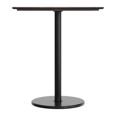 Flash Furniture Acadia Square Wooden Dining Table with Round Base, 36"D x 36"W, Dark Brown/Black Base (STSQ36WBRTR24B)