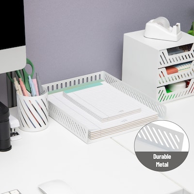 Mind Reader Metal Accessory Tray, White (TRAYSL-WHT)