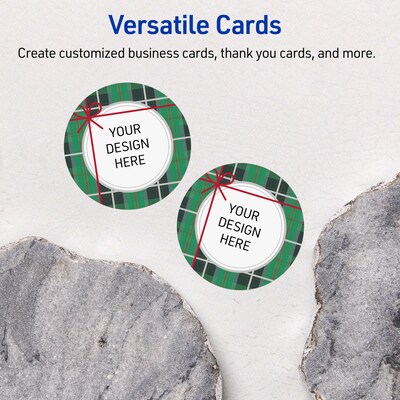 Avery Silver-Green Plaid Matte Blank Card, White, 120/Pack (S00-FJ8)